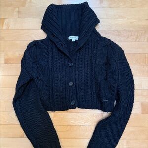 Diesel Black Cable-Knit Cropped Sweater